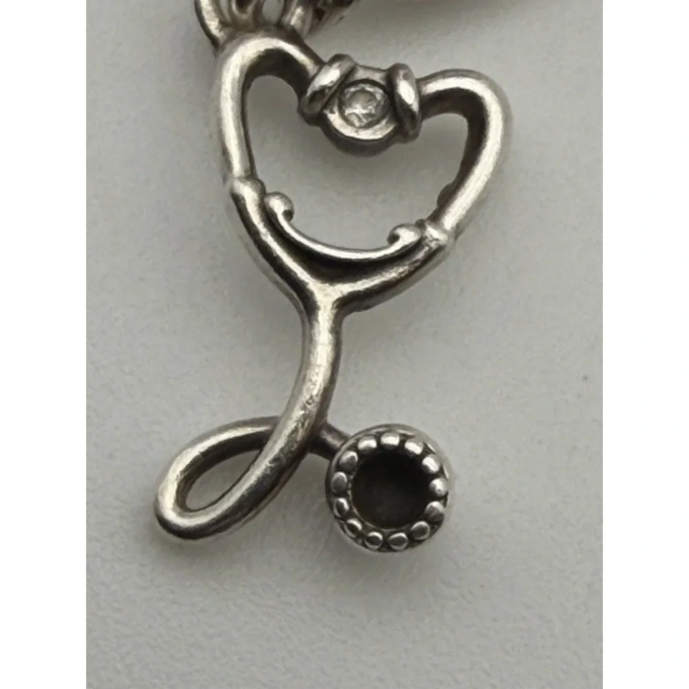 AUTHENTIC PANDORA STETHOSCOPE HEART DANGLE CHARM #799072C01